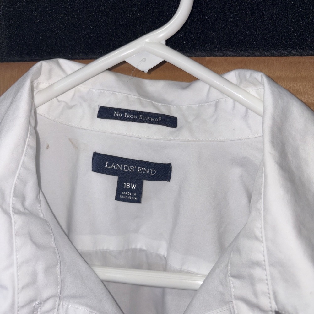 Set Of 2 Lands End Women's‎ No Iron Button Up 3/4 Sleeve Tops 18 W - Picture 7 of 16
